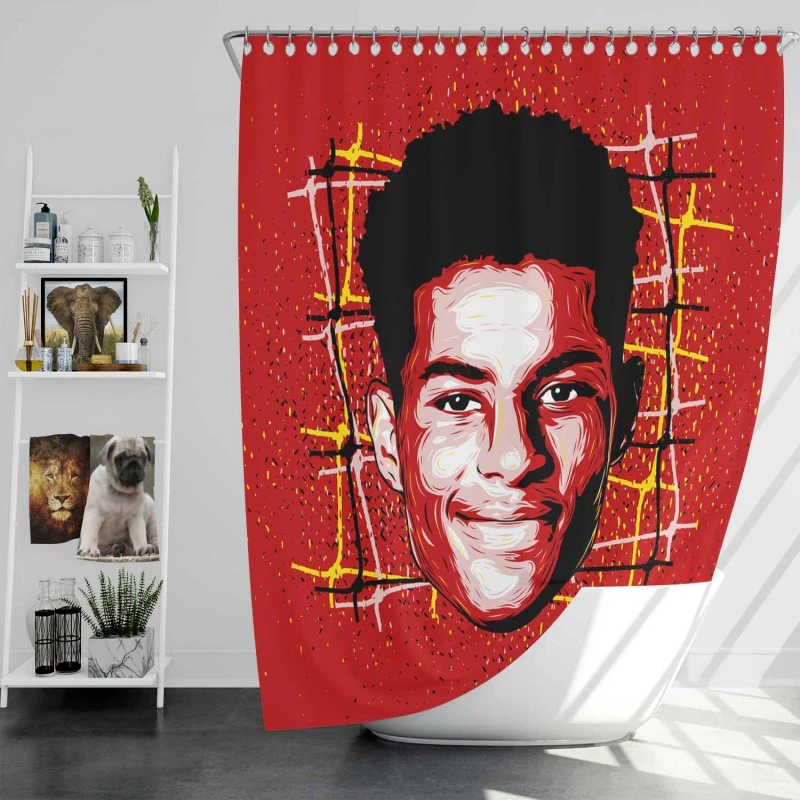 Marcus Rashford Committed Sports Player Shower Curtain