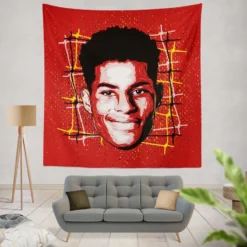 Marcus Rashford Committed Sports Player Tapestry