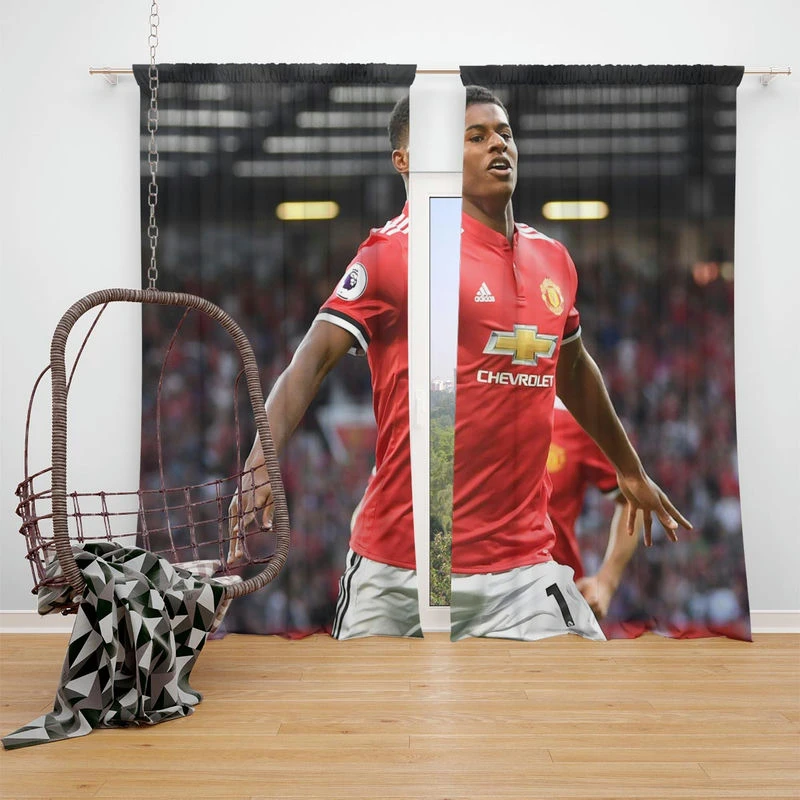 Marcus Rashford Intercontinental Cup Soccer Player Window Curtain