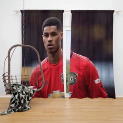 Marcus Rashford Premier League Soccer Player Window Curtain