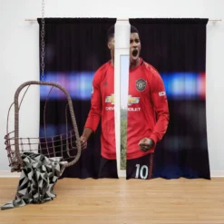 Marcus Rashford Sportive Football Player Window Curtain