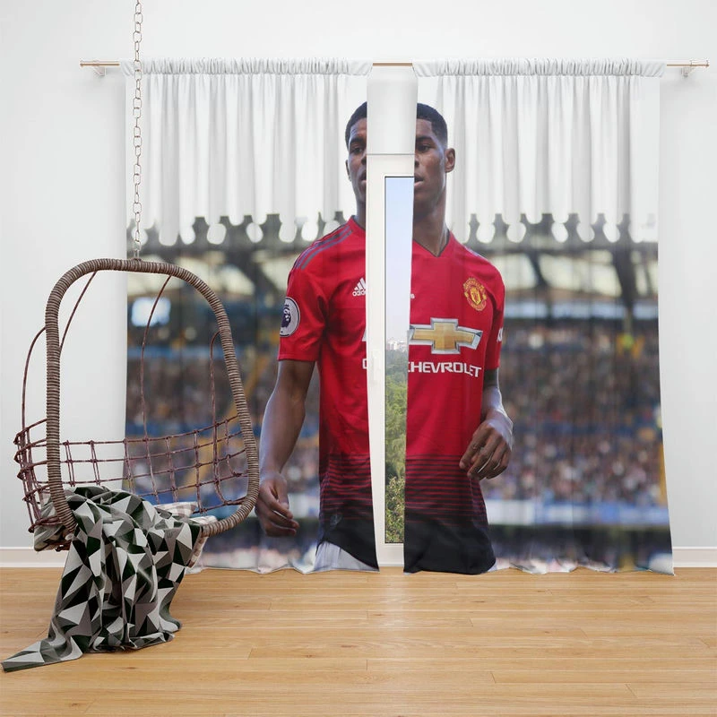 Marcus Rashford UEFA Champions League Footballer Window Curtain