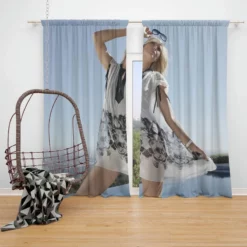 Maria Sharapova Energetic WTA Tennis Player Window Curtain