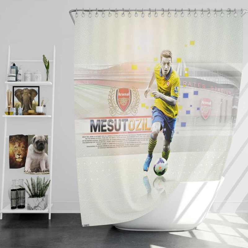 Mesut Ozil Celebrated Arsenal Football Player Shower Curtain