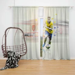 Mesut Ozil Celebrated Arsenal Football Player Window Curtain