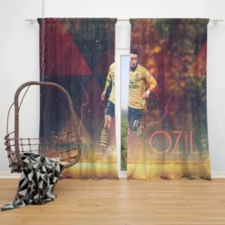 Mesut Ozil Enthusiastic FA Cup Sports Player Window Curtain