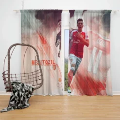 Mesut Ozil Focused Football Player Window Curtain