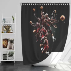 Michael Jordan Energetic NBA Basketball Player Shower Curtain