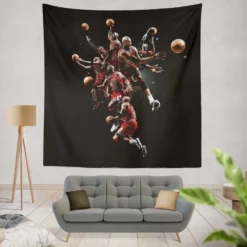 Michael Jordan Energetic NBA Basketball Player Tapestry