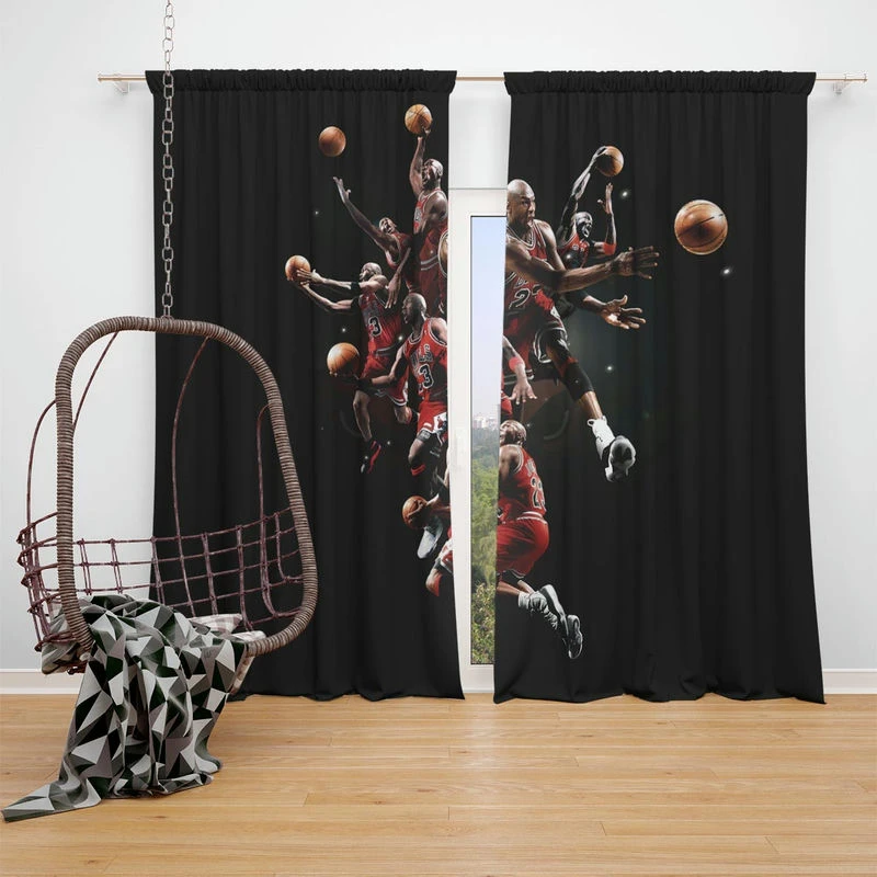 Michael Jordan Energetic NBA Basketball Player Window Curtain