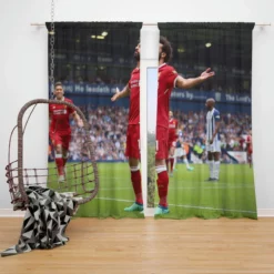 Mohamed Salah Celebrated Football Player Window Curtain