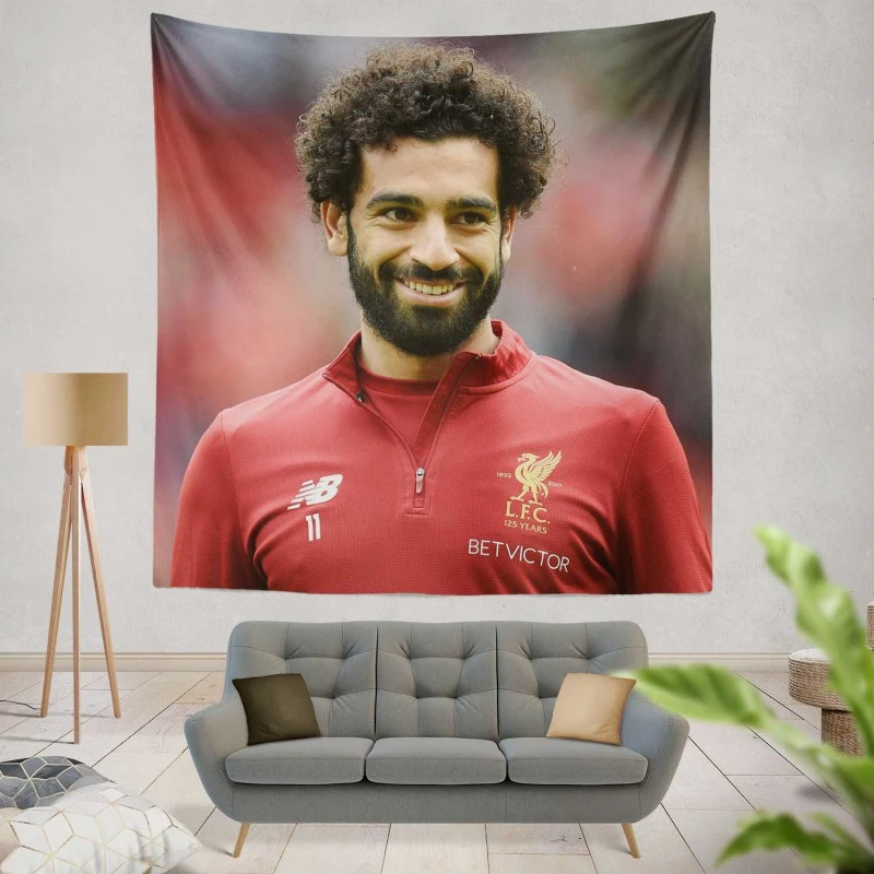 Mohamed Salah Committed Sports Player Tapestry