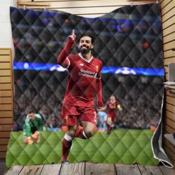 Mohamed Salah Competitive Football Player Quilt Blanket