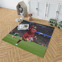 Mohamed Salah Competitive Football Player Rug 1