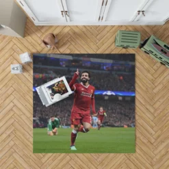 Mohamed Salah Competitive Football Player Rug