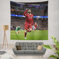 Mohamed Salah Competitive Football Player Tapestry