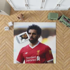 Mohamed Salah Confident Soccer Player Rug