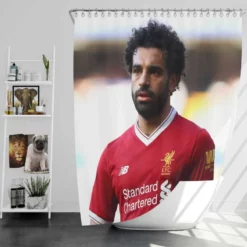 Mohamed Salah Confident Soccer Player Shower Curtain