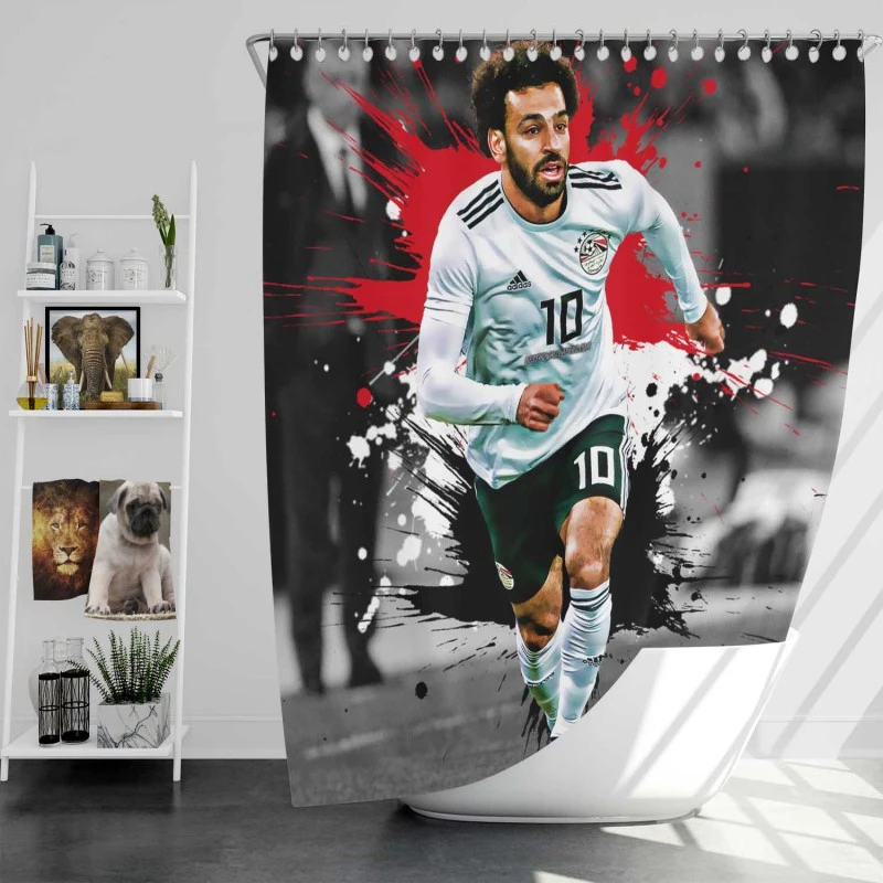 Mohamed Salah Egyptian Footballer Shower Curtain