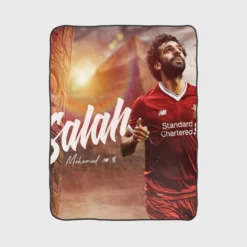 Mohamed Salah Encouraging Liverpool Footballer Fleece Blanket 1