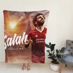 Mohamed Salah Encouraging Liverpool Footballer Fleece Blanket