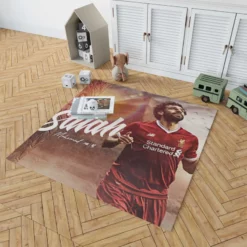 Mohamed Salah Encouraging Liverpool Footballer Rug 1