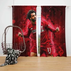 Mohamed Salah Extraordinary Football Player Window Curtain