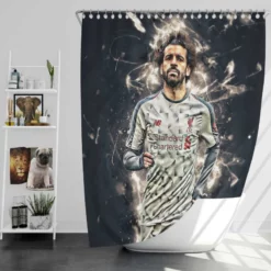 Mohamed Salah Ghaly Euphoric Footballer Player Shower Curtain
