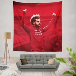 Mohamed Salah Liverpool Soccer Player Tapestry