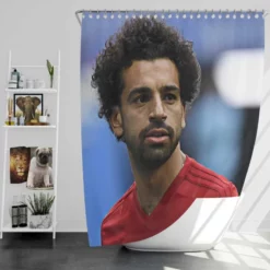 Mohamed Salah Spirited Soccer Player Shower Curtain