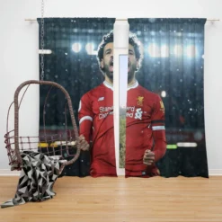 Mohamed Salah Sportive Football Player Window Curtain