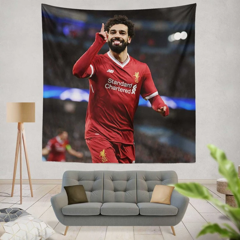 Mohamed Salah Spright Football Player Tapestry