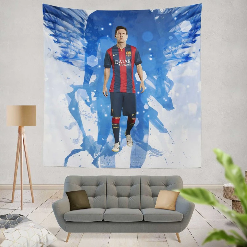 Motivating Sports Player Lionel Messi Tapestry