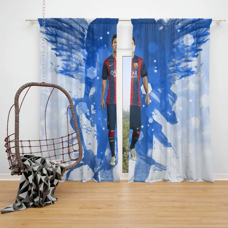 Motivating Sports Player Lionel Messi Window Curtain