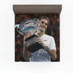 Motivating Tennis Player Roger Federer Fitted Sheet