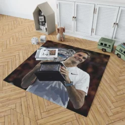 Motivating Tennis Player Roger Federer Rug 1