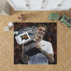 Motivating Tennis Player Roger Federer Rug