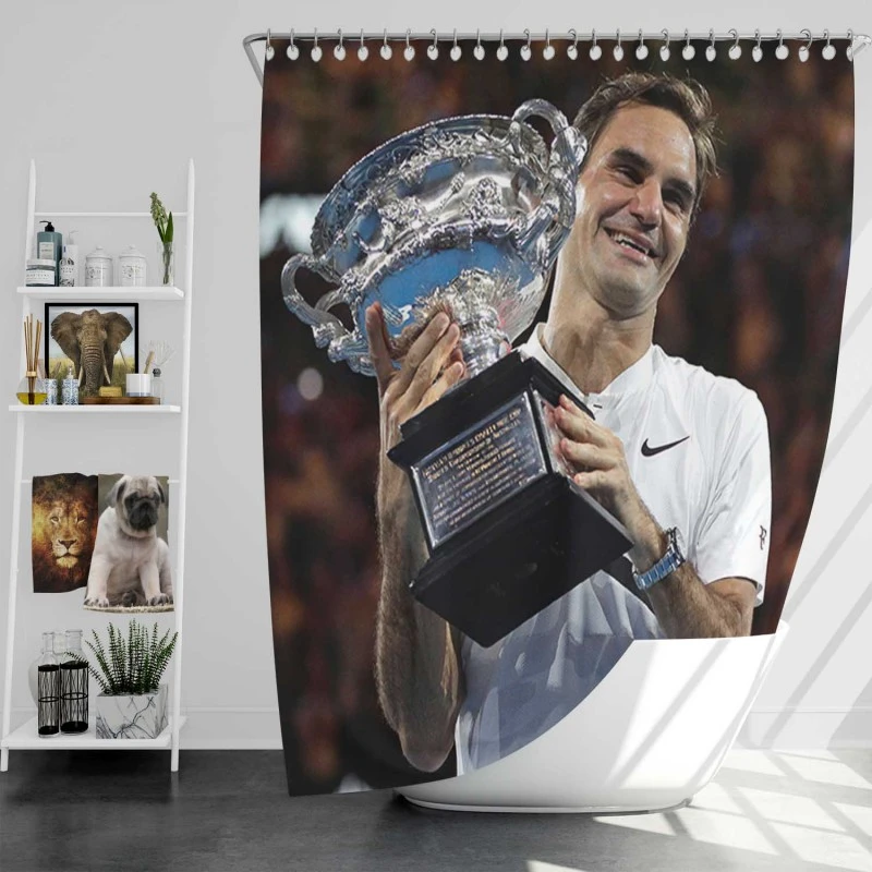 Motivating Tennis Player Roger Federer Shower Curtain