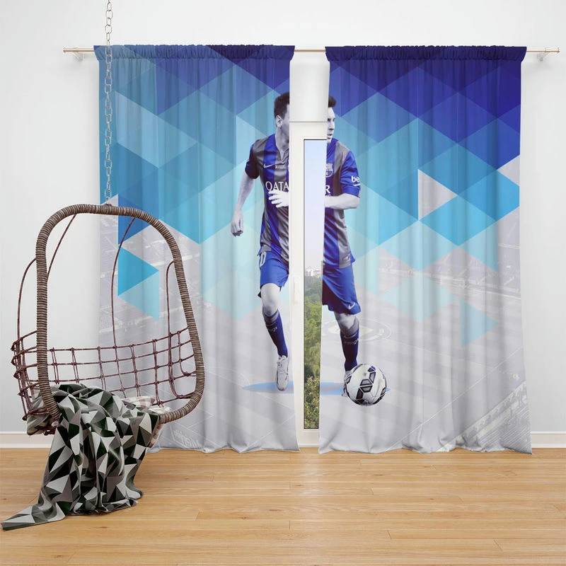 Motivational Football Player Lionel Messi Window Curtain