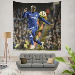 N Golo Kante Energetic Chelsea Football Player Tapestry