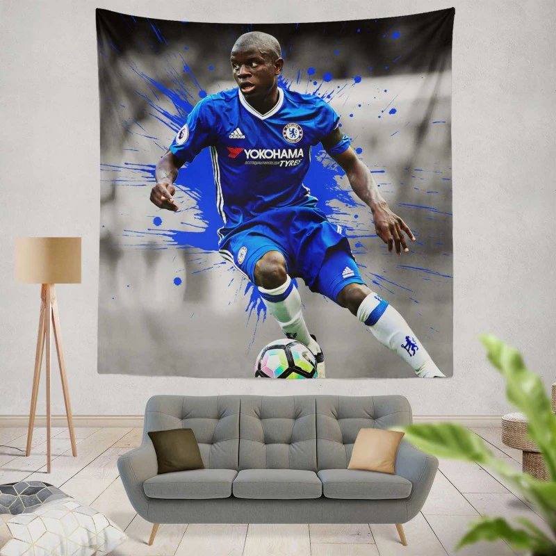 N Golo Kante Uniqe French Football Player Tapestry