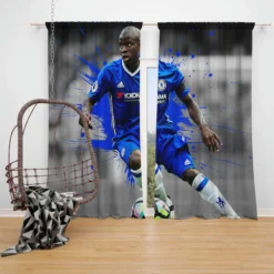 N Golo Kante Uniqe French Football Player Window Curtain