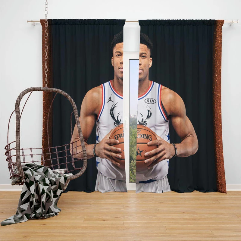 NBA Basketball Player Giannis Antetokounmpo Window Curtain