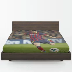 Nervous Barca Soccer Player Lionel Messi Fitted Sheet 1