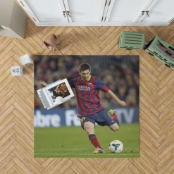 Nervous Barca Soccer Player Lionel Messi Rug