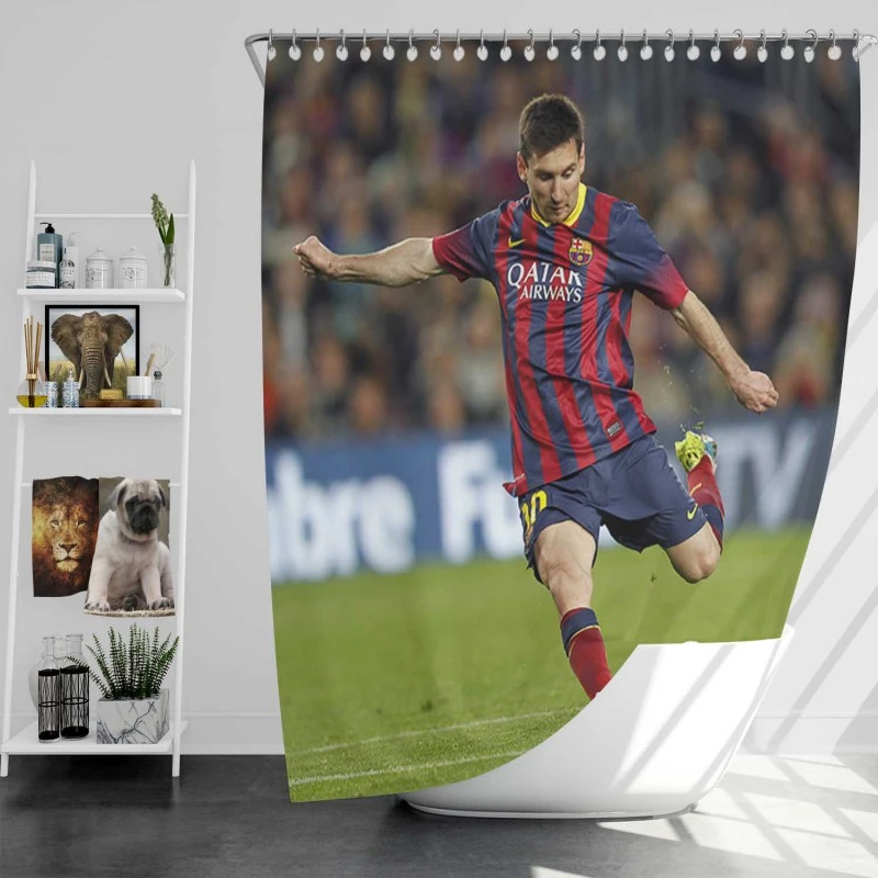 Nervous Barca Soccer Player Lionel Messi Shower Curtain