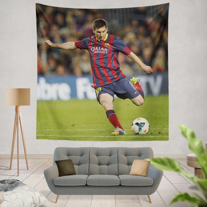 Nervous Barca Soccer Player Lionel Messi Tapestry