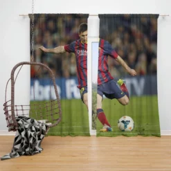 Nervous Barca Soccer Player Lionel Messi Window Curtain