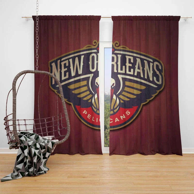 New Orleans Pelicans Professional Basketball Team Window Curtain