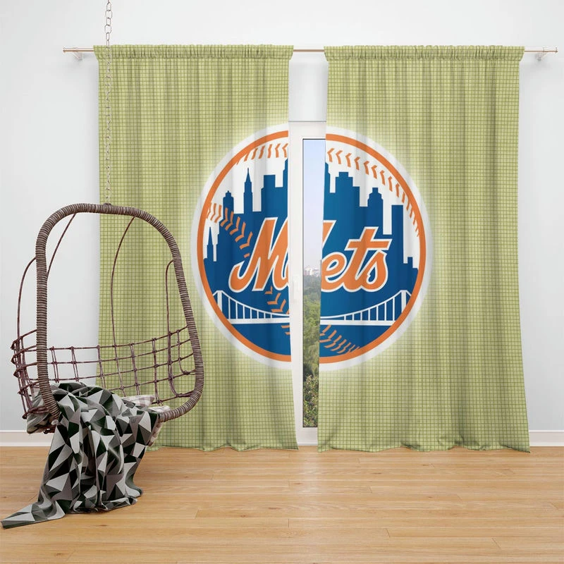 New York Mets Professional Baseball Team Window Curtain